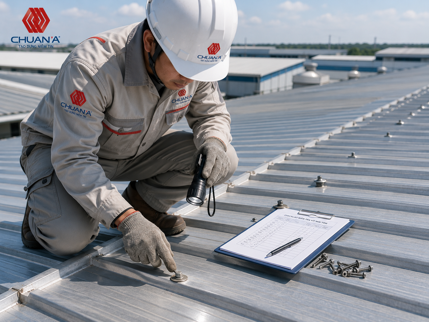 Kiểm tra vít mái tôn nhà xưởng: Chi tiết nhỏ ảnh hưởng lớn đến hệ mái