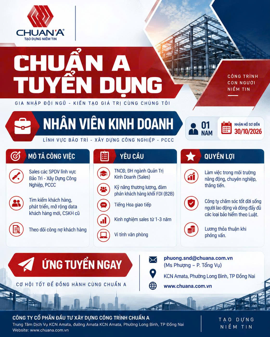 Chuẩn A Tuyển Nhân Viên Kinh Doanh Tại Đồng Nai | Hạn 30/10/2026